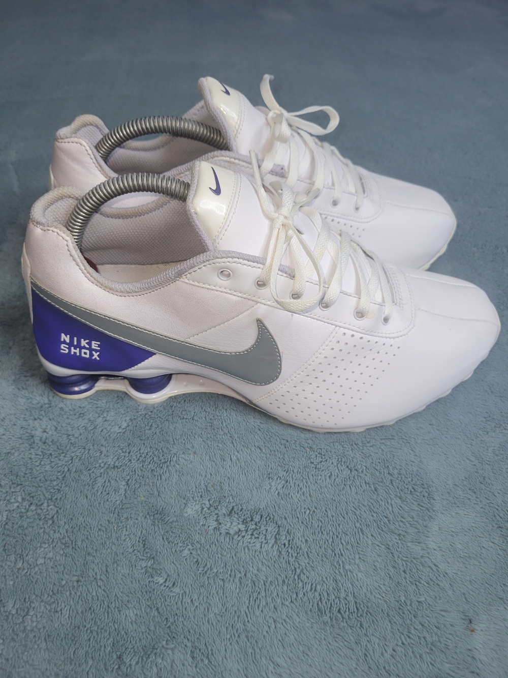 Nike Shox Deliver White with Purple & Silver Accents